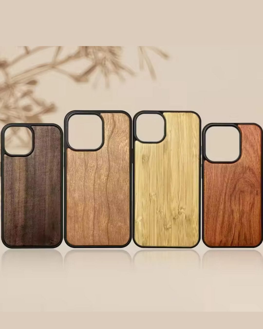 Holz Handyhülle iPhone Mahagoni + Gratis Schutzglas styleyourmobilephone