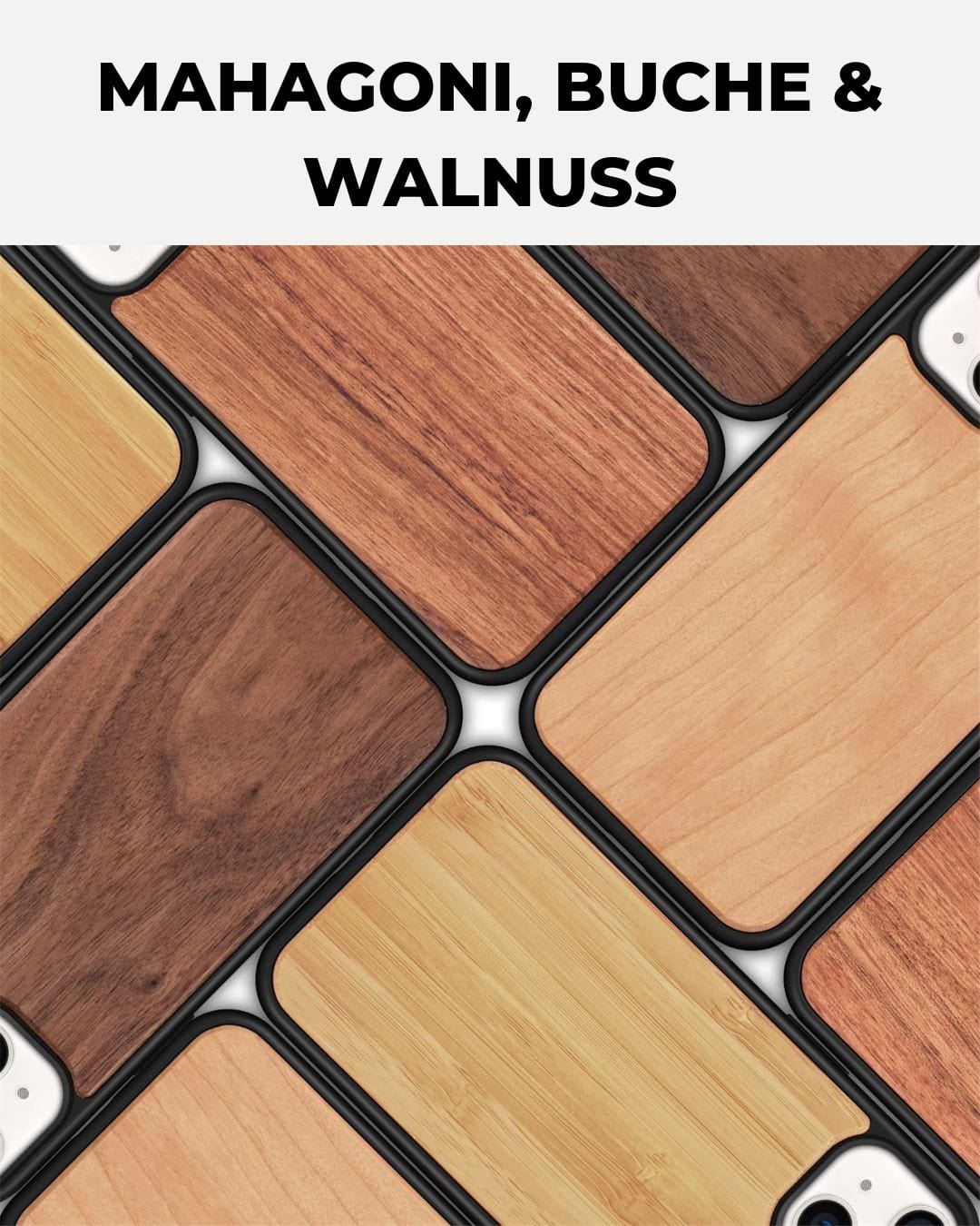 Holz Handyhülle iPhone Mahagoni + Gratis Schutzglas styleyourmobilephone