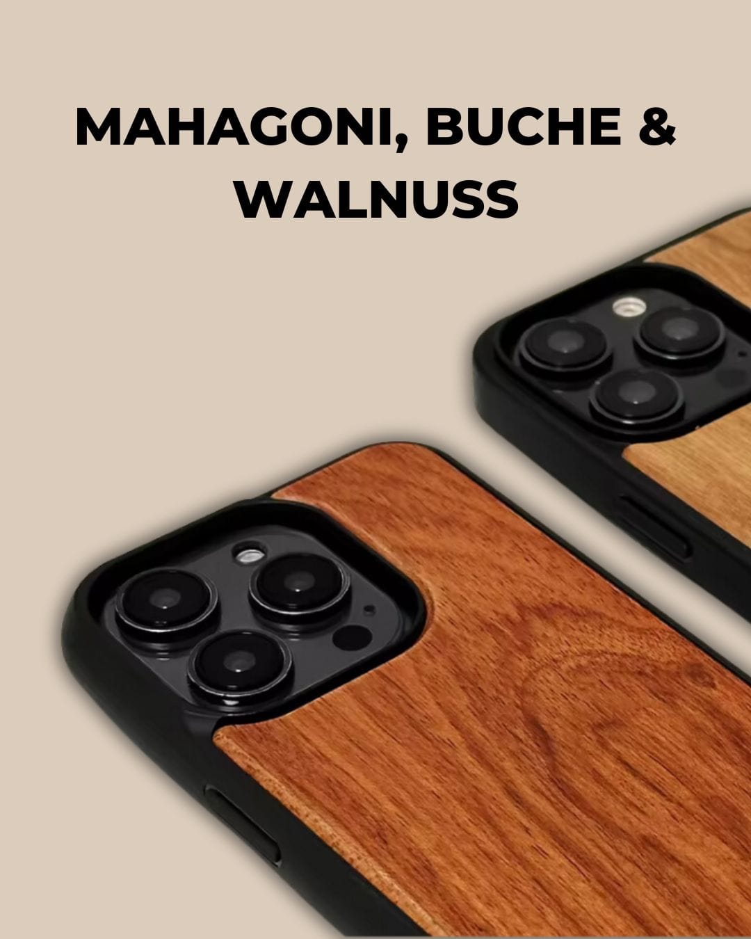 Holz Handyhülle iPhone Mahagoni + Gratis Schutzglas styleyourmobilephone