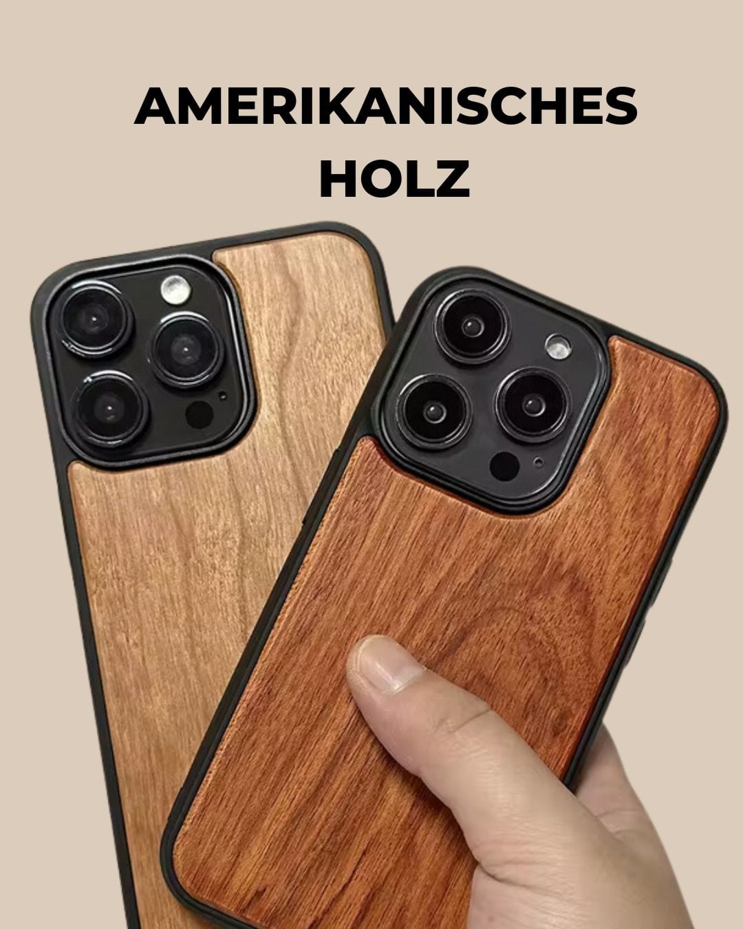 Holz Handyhülle iPhone Mahagoni + Gratis Schutzglas styleyourmobilephone