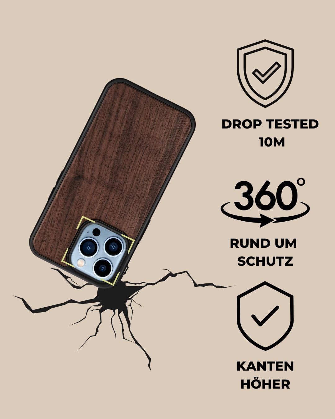 Holz Handyhülle iPhone Mahagoni + Gratis Schutzglas styleyourmobilephone