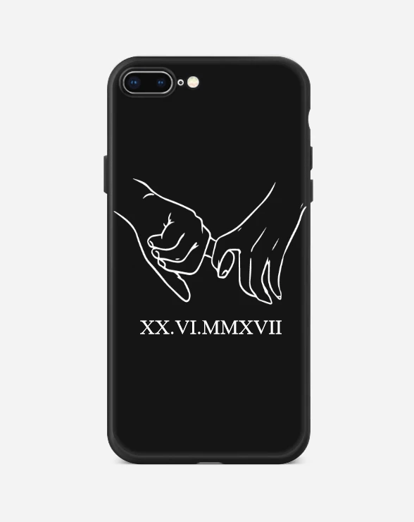 ID Case - 2 Hände, Liebespaar, Datum, Schwarze Silikonhülle, Weiß, Couple - styleyourmobilephone