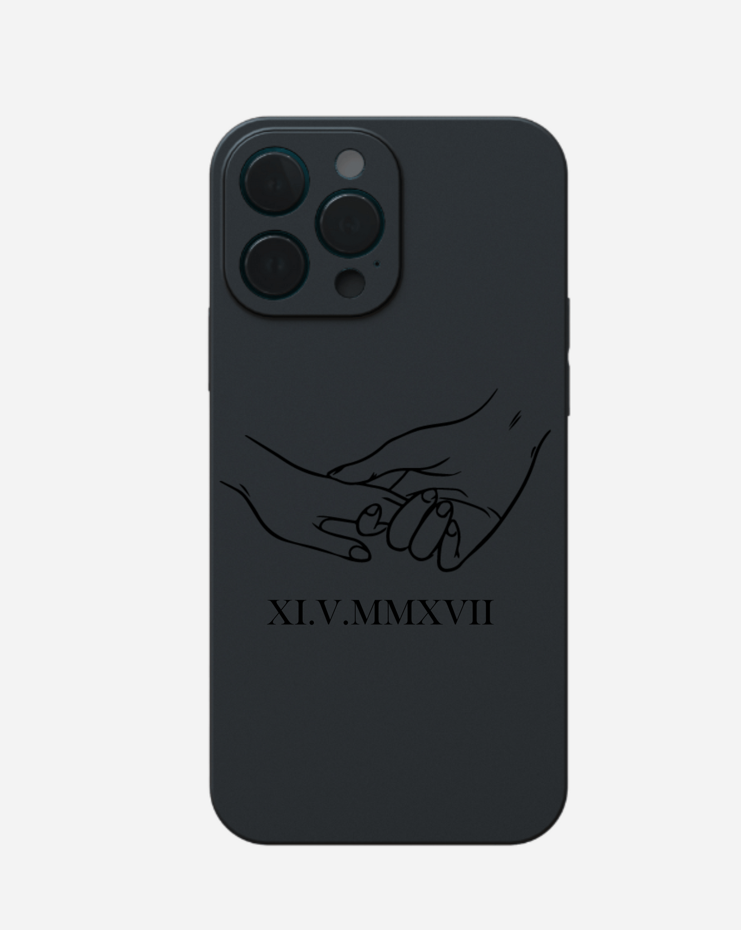 PARTNERHÜLLE MIT HÄNDE & DATUM - GRAVUR - styleyourmobilephone