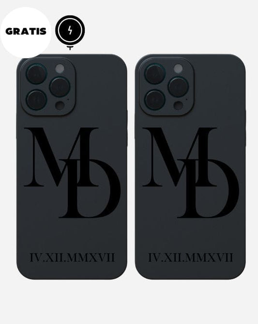 SET 2x PARTNERHÜLLE MIT BUCHSTABEN & DATUM - GRAVUR | MAGSAFE styleyourmobilephone