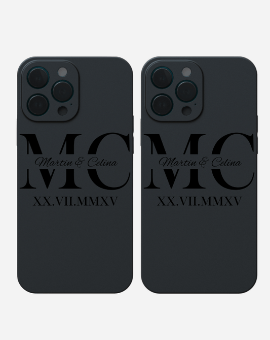 SET 2x PARTNERHÜLLE MIT NAMEN & DATUM - GRAVUR styleyourmobilephone