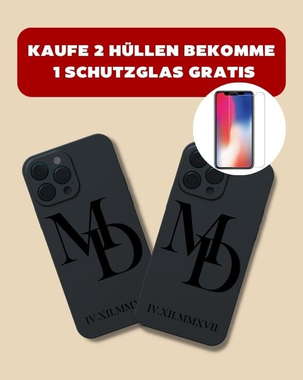 SET 2x PARTNERHÜLLE MIT BUCHSTABEN & NAMEN - GRAVUR - styleyourmobilephone